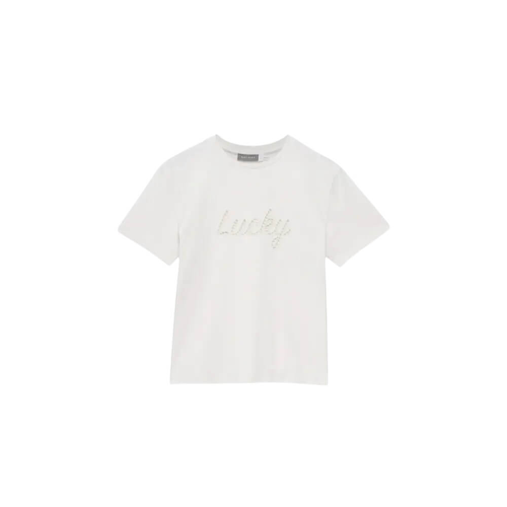 Mint Velvet Cream Cotton Cut Out Lucky T-Shirt